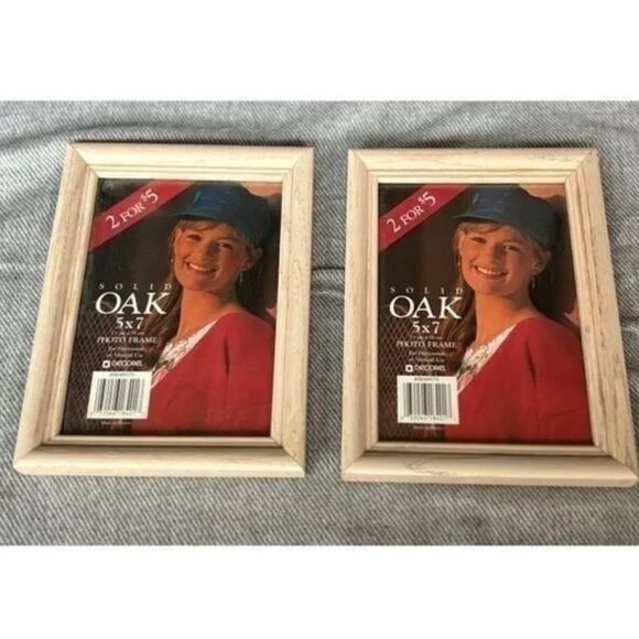 Other - 2 NEW 5 x7 Photo Frames Solid Oak Easel Table Display
